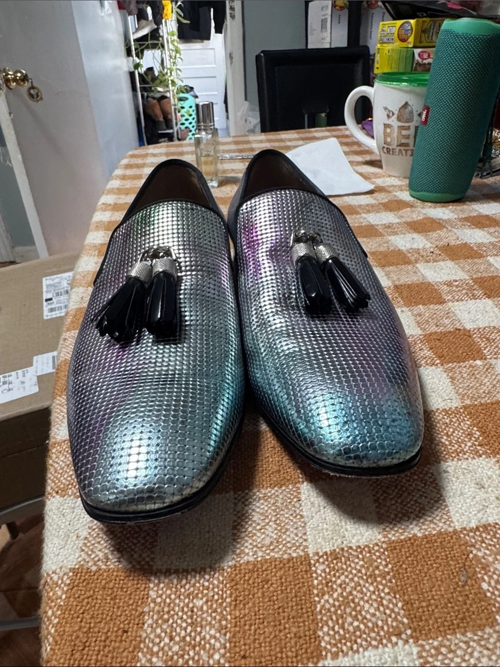 Christian Louboutin Iridescent Tassel Loafers in Multi-Color
